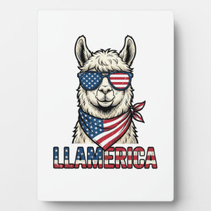 Llamerica Patriotic Llama Vintage Vector Design_1 Plaque