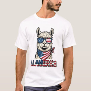 Llamerica Patriotic Llama Vintage Vector Design_1 T-Shirt