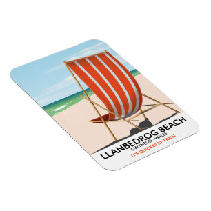 Llanbedrog Beach, Gwynedd Wales seaside poster Magnet