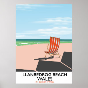 Llanbedrog beach Wales beach travel poster