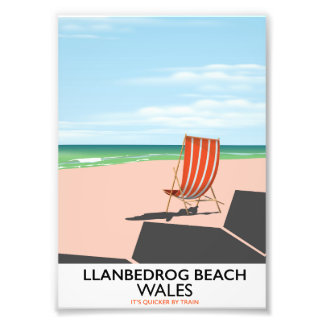Llanbedrog beach Wales beach travel poster