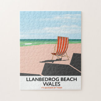 Llanbedrog beach Wales beach travel poster Jigsaw Puzzle