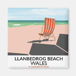 Llanbedrog beach Wales beach travel poster Magnet