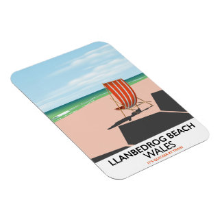 Llanbedrog beach Wales beach travel poster Magnet