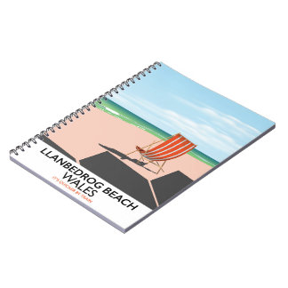 Llanbedrog beach Wales beach travel poster Notebook
