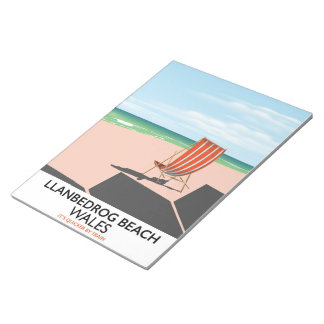 Llanbedrog beach Wales beach travel poster Notepad