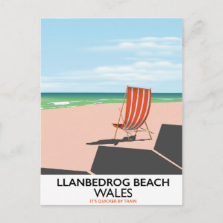Llanbedrog beach Wales beach travel poster Postcard