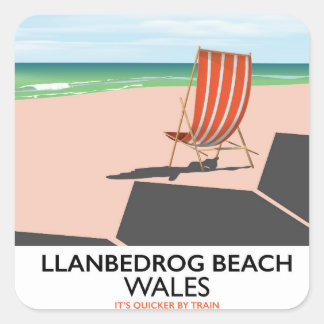 Llanbedrog beach Wales beach travel poster Square Sticker