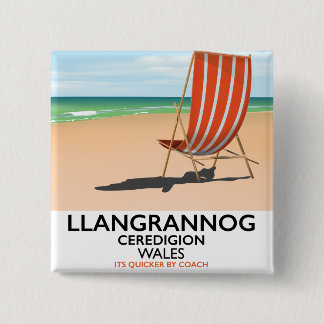 Llangrannog, Ceredigion Wales beach poster 15 Cm Square Badge