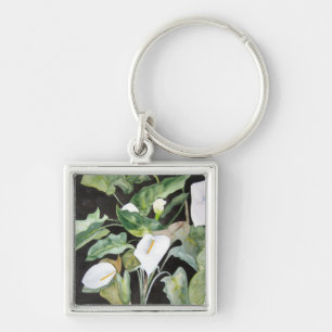 Llavero tipo chapa con acuarela alcatraces key ring