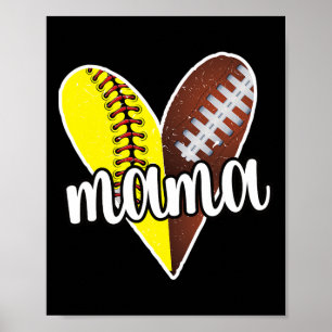 Ller Mama Proud Softll Footll Player Ll Mom Poster