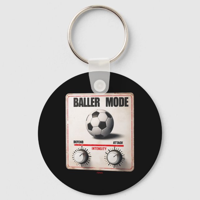 Ller Mode - White Red Sign Attack And Defend Inten Key Ring (Front)