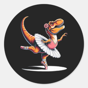Llerina T-rex Dancing Classic Round Sticker