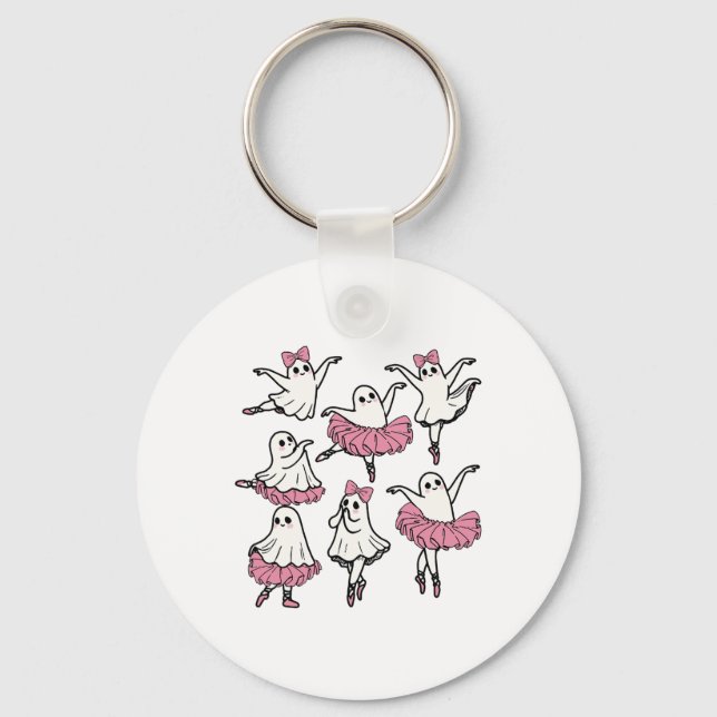 Llet Ghost Dancer Cute Boo Dancing Halloween  Key Ring (Front)