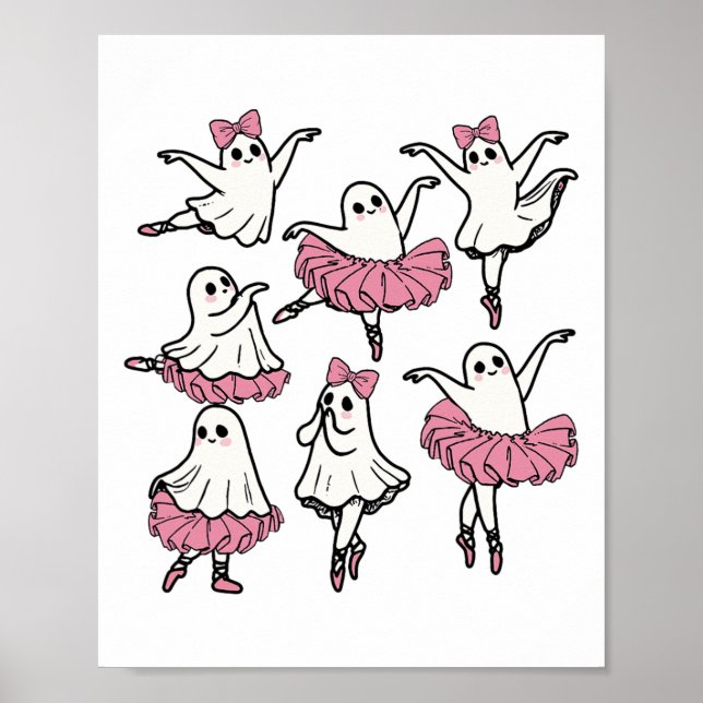 Llet Ghost Dancer Cute Boo Dancing Halloween  Poster (Front)