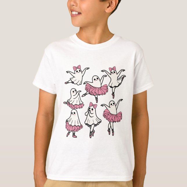 Llet Ghost Dancer Cute Boo Dancing Halloween  T-Shirt (Front)