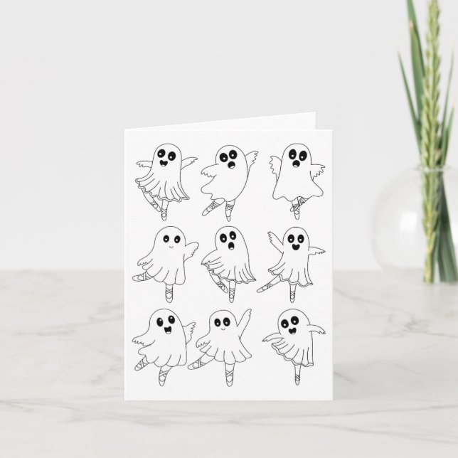 Llet Ghost Dancing Dancer Dance Teacher Halloween  Card (Front)