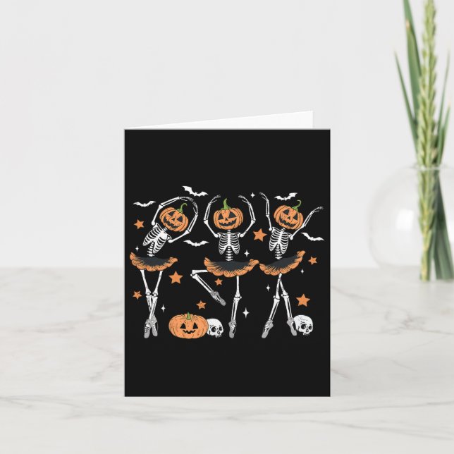 Llet Pumpkin Skeleton Scary Halloween Men Women Bo Card (Front)