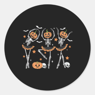 Llet Pumpkin Skeleton Scary Halloween Men Women Bo Classic Round Sticker