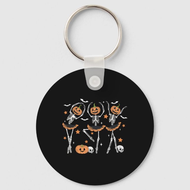 Llet Pumpkin Skeleton Scary Halloween Men Women Bo Key Ring (Front)