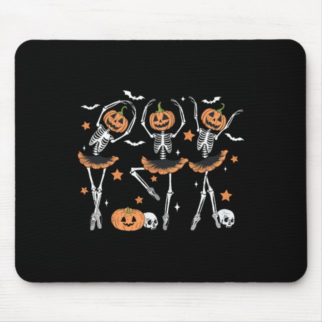 Llet Pumpkin Skeleton Scary Halloween Men Women Bo Mouse Mat (Front)
