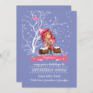 Llittle Girl and Kitty Custom Christmas Cards
