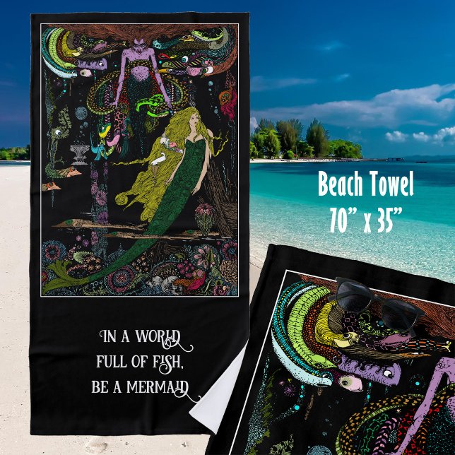 Llittle Mermaid Sea Witch Colourful  Beach Towel (Little Mermaid and Sea Witch colorful beach towel.  In a world of fish, be a mermaid.)