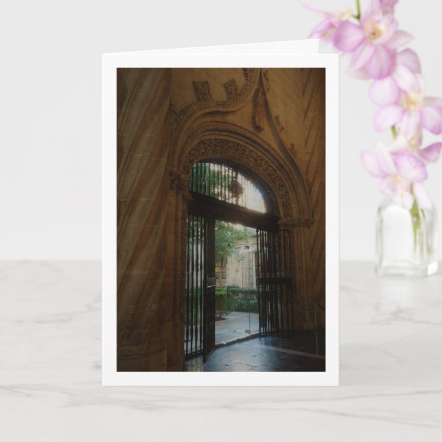 Llotja de la Seda Entrance, Valencia City, España Card (Orchid)