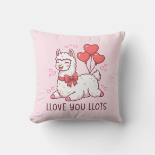 Llove You Llots - Kawaii Llama Valentine Cushion
