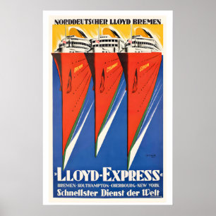 Lloyd Express Norddeutscher Lloyd Bremen Fastest Poster