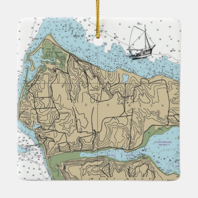 Lloyd Neck NY Christmas Ceramic Ornament (Back)