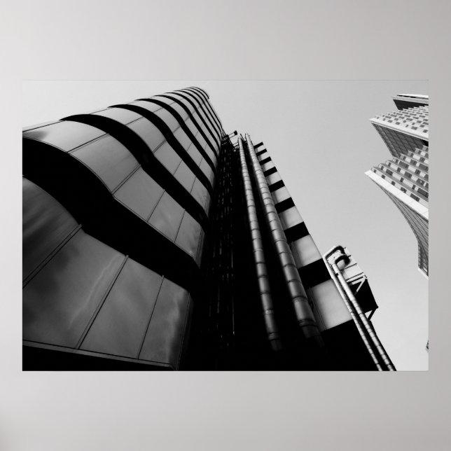 Lloyds Building central London black and white Poster (Front)