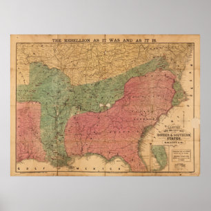 Lloyd's New Military Map Border & Southern States Poster