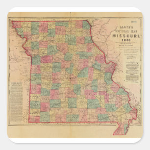 Lloyd's Offical Map of Missouri (1861) Square Sticker