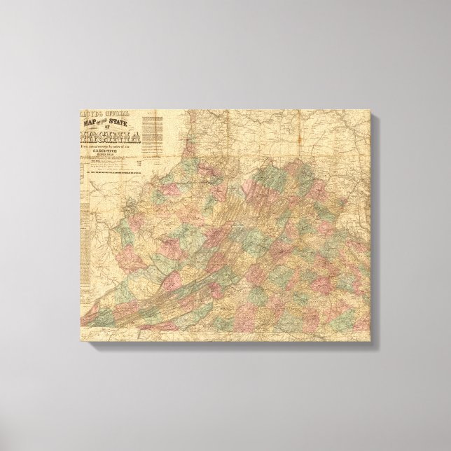 Lloyd's official map of the State of Virginia Canvas Print (Front)