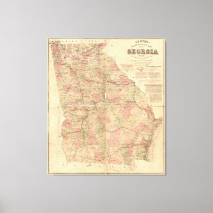 Lloyd's Topographical Map of Georgia (1864) Canvas Print