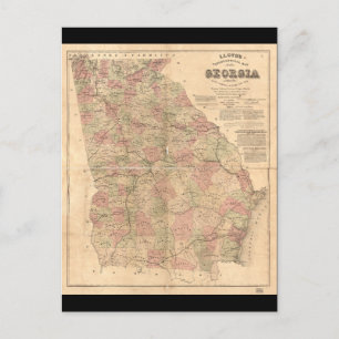 Lloyd's Topographical Map of Georgia (1864) Postcard