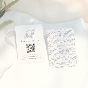 llustrated Botanical Initials QR Code Wedding RSVP Enclosure Card
