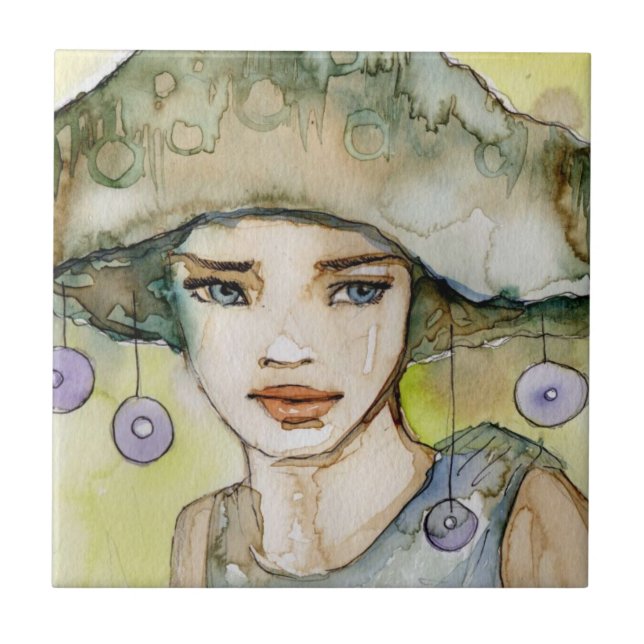 llustration of a beautiful, delicate  girl tile (Front)