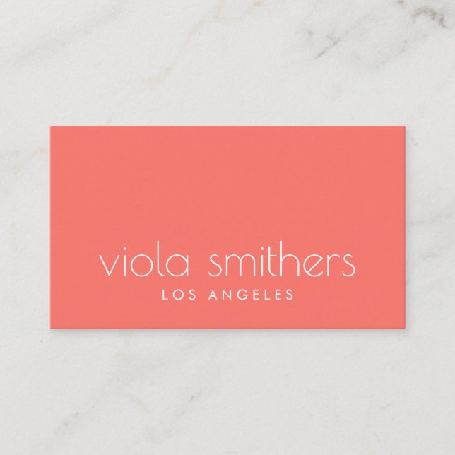 Llving coral Minimal Monogram Professional Business Card (Front)