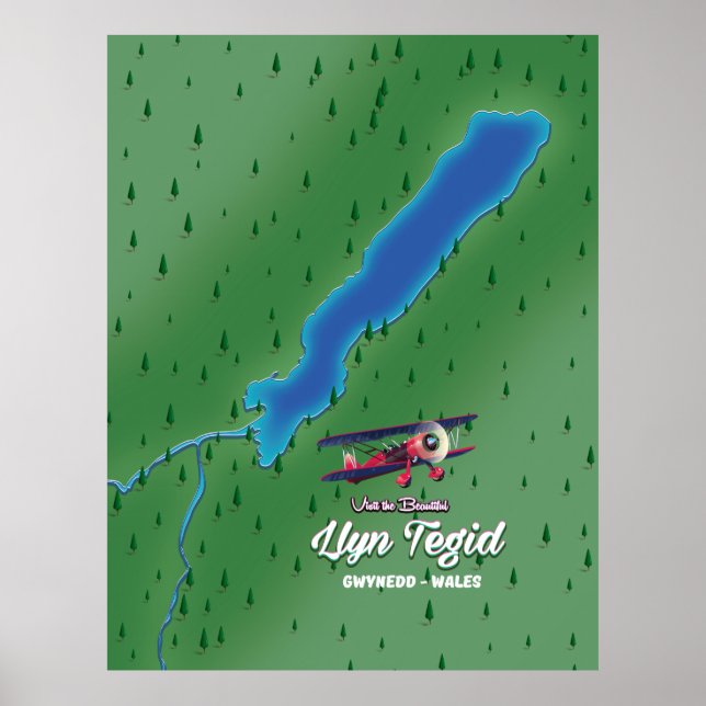 Llyn Tegid Wales map. Poster (Front)