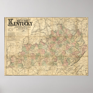 Llyod's Official Map State of Kentucky circa 1862 Poster