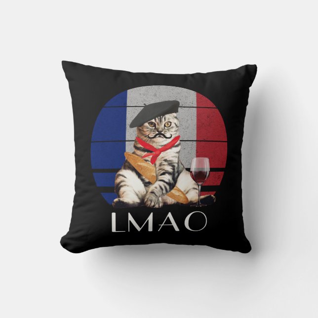 LMAO Le Meow French Cat Cushion (Front)