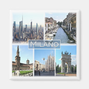 LMD002 MILAN, Mosaic, Lombardy, Italy, Fridge Magnet