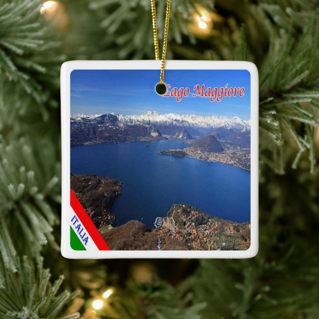 LMD077 LAKE MAGGIORE Aerial View,  Italy, Ceramic Ornament (Tree)