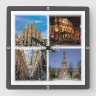 LMD117 MILAN mosaic, Lombardy, Italy, Square Wall Clock