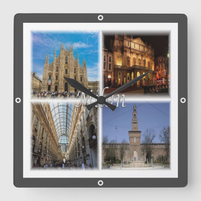 LMD117 MILAN mosaic, Lombardy, Italy, Square Wall Clock (Front)