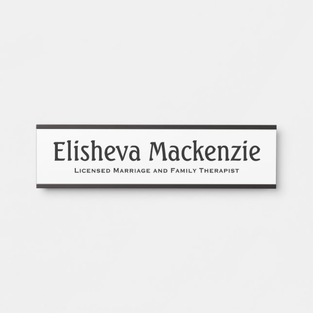 LMFT Therapist Office Door Sign Name Plate (Front)