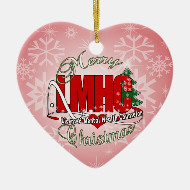 LMHC CHRISTMAS Licensed Mental Health Counsellor Ceramic Tree Decoration (Front)