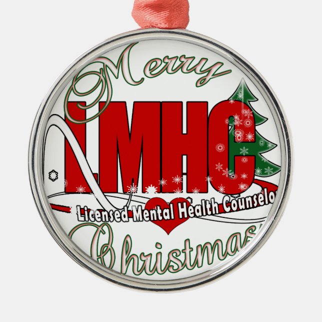 LMHC CHRISTMAS Licensed Mental Health Counsellor Metal Tree Decoration (Front)